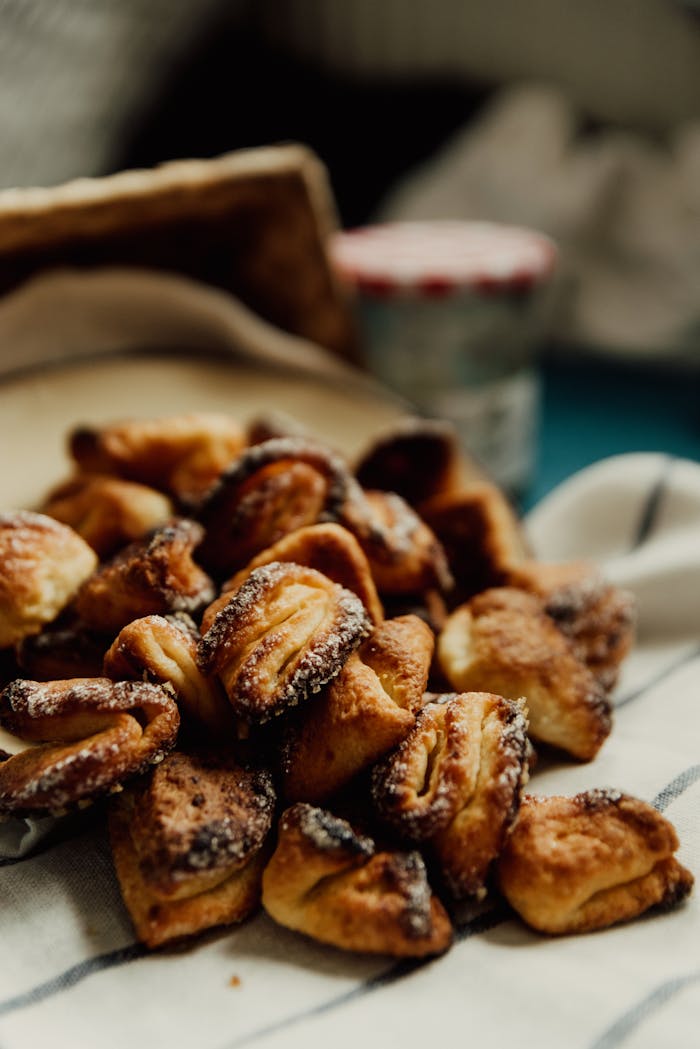 A close-up shot of delicious pastries in a basket, perfect for food lovers.